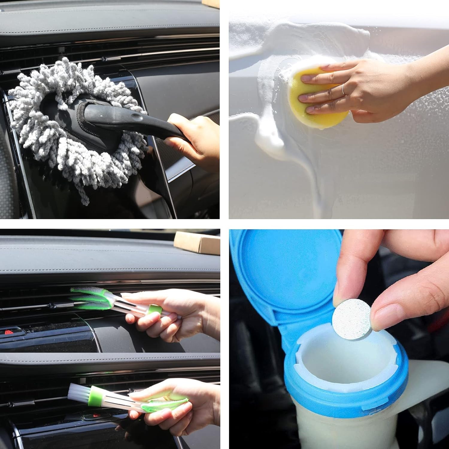 30Pcs Car Wash Cleaning Kit - Car Care Wash Tools Set Car Detailing Set with Collapsible Bucket Snow Shovel