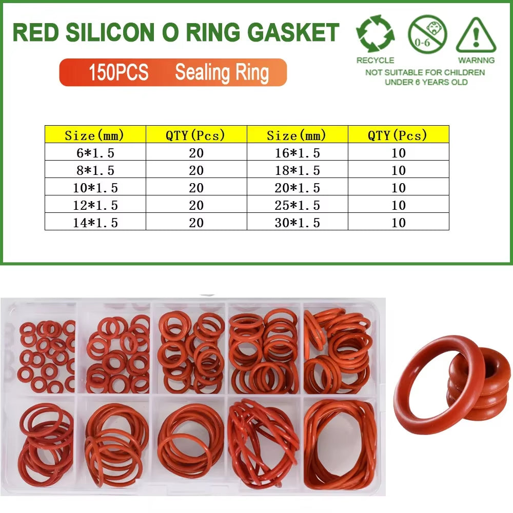 Silicone Seal Rings Set Pressure Washer Spacer Rubber O-Ring Plumbing Gasket Oil Resistant Nbr O Ring High Temperature Oring Kit